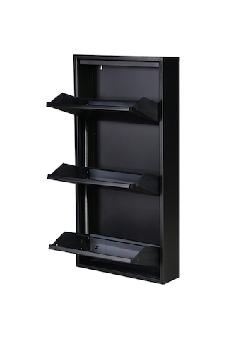 Kaser Siyah Metal Ayakkabılık 3'Lü Siyah