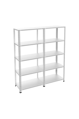 Rafburada 5 Katlı Duble Galvaniz Çelik Raf - Depo, Arşiv, Kiler, Dosya, Market Rafı-31x75 cm-100 cm-0.70 mm