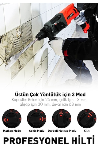 Assur ASR521 850 W Darbeli Kırıcı Delici Hilti Kırmızı