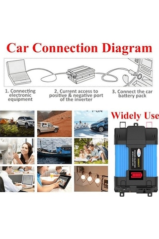 Dancemonkey 300w Güç İnvertör, Dc 12v-ac 110v, Çift Usb, Renkli Araç Şarj Cihazı