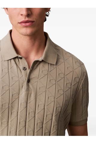 Calvin Klein Lv04le203g Ss Dbl Mercerized Emblem Jacquar Erkek Polo Tişört Bej