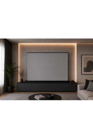 Gamma Screens 248x168 Motorlu Gergili Floor Up Projeksiyon Perdesi - Soft Mat Beyaz