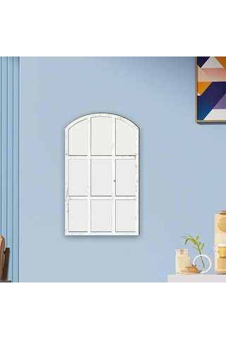 Pazly Taklit Suntek Kemerli Izgara Duvar Bölmesi Ayna Beyaz