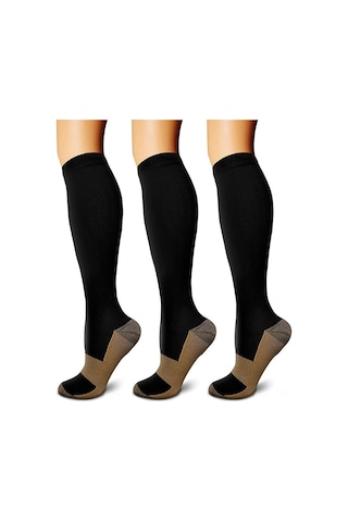 Geeksen Bakır Kompresyon Çorapları 3 Adet 15-20 Mmhg: Spor, Koşu, Dağcılık İçin Kan Akışını Artırır, Yorgunluğu Azaltır - Günlük Kullanım İçin Erkek Ve Kadın Çok Renkli