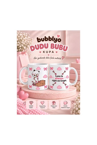Dudu Bubu Desenli Kupa Bardak Beyaz