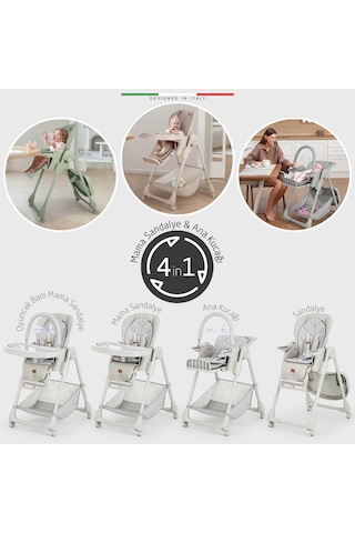 Elele Cibo 2in1 Katlanabilir Bebek Mama Sandalyesi Çift Pedli 0+ Ay Gri