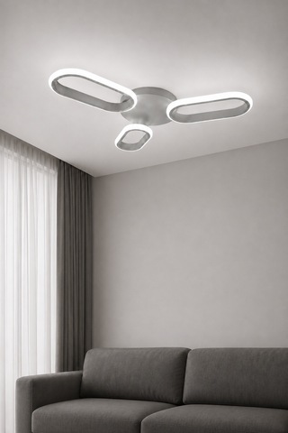 Hilton 3'lü Led Plafonyer Avize Beyaz Işık Gri