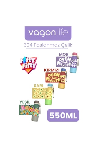 Desenli 550 Ml Pipetli Sızdırmaz Paslanmaz Çelik Termos Matara El Askılı Bpa İçermez 550ml 1103ff Sarı