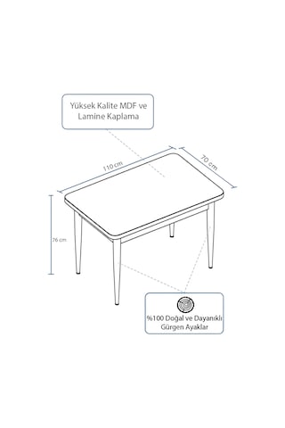Familieconcept Tulca Serisi 70x110 Meşe Desen Mdf Masa Sabit Mutfak Masası Açık Kahverengi