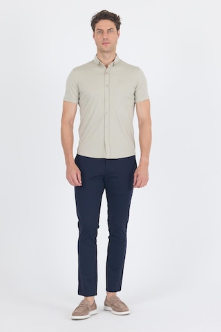 İmza Gri İtalyan Düğmeli Yaka Kısa Kol Cepsiz Slim Fit Gömlek 1004250255 Gri