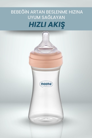 Mooma Kindy Antikolik Pp Biberon 250 Ml 18 Ay Hızlı Akış - Old Rose