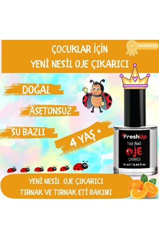 Freshup Yeni Nesil Çocuk İçin Portakal Kokulu Oje Çıkarıcı 10 ML