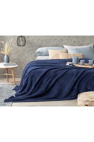 Mulberry Wellsoft Battaniye Televizyon Battaniyesi Peluş Polar Battaniye Tek Kişilik 170 x 230- Lacivert