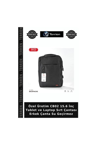 Özel Üretim Cb02 15.6 İnç Tablet Ve Laptop Sırt Çantası Erkek Çanta Su Geçirmez Siyah