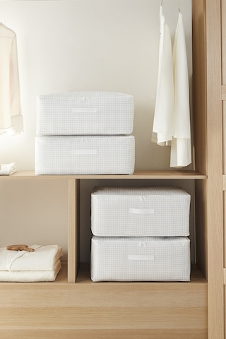 Home Wave 4'lü Orta Boy Gri Pötikare Hurç Set 52 x 28 x 21 cm