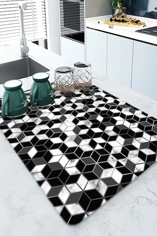 Siyah Petek Microfiber Bulaşık Kurutma Kurulama Matı Mm010