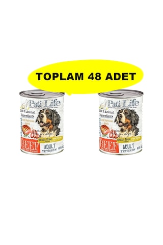 Patilife Yüksek Proteinli Sığır Etli Köpek Konserve Maması 415 Gr 48 Adet