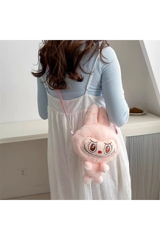 Ebitda Labubu Karikatür Peluş Kız Çocuk Çapraz Mini Çanta Pembe, Sanbuyos, Sevimli, Çapraz Tasarım Pembe