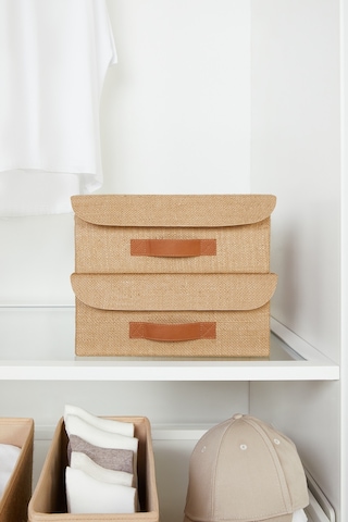 Ocean Home Textile Çekmece İçi Jüt Kapaklı Kutu 30 x 23 x 11 cm