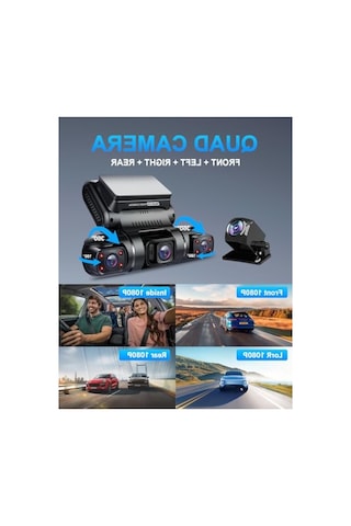 4 Kanallı Fhd 1080p Dash Cam, Ön Ve Arka Kamera