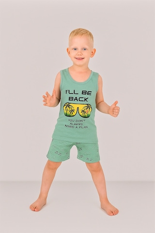 Vitmo Erkek Çocuk 3'lü %100 Pamuklu 1-2-3 Yaş Pijama Takımı Model:113 Çok Renkli