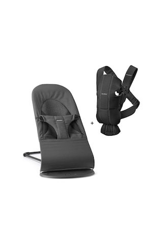 BabyBjörn 2'li Set Balance Soft Woven Jersey Üçlü Kumaş Ana Kucağı Dark Grey & Kanguru Mini Woven Black