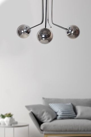 Luzarana Optik 3 Lü Krom Siyah Metal Gövde Füme Camlı Tasarım Lüx Avize Çok Renkli