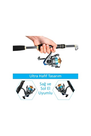 Valkyrie 1.8m Çantalı Motorlu Spin Olta Seti Silikon Rapala Misina Jighead Herşey Dahil Tam Set Ultra Hafif Tasarım