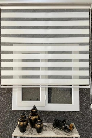 Beyaz Bambu Kumaş Zebra Stor Perde Etek Dilimsiz 1. Kalite Beyaz