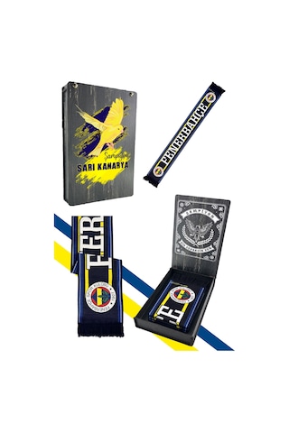 Fenerium Fenerbahçe Lacivert Üç Renkli Unisex Dokuma Atkı Uv Kutu Hediyeli Lacivert Lzr