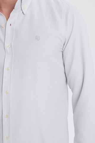 Tudors Erkek Slim Fit Dar Kesim Düz Oxford Armalı Yaka Düğmeli Gri Spor Gömlek-42012 Gri