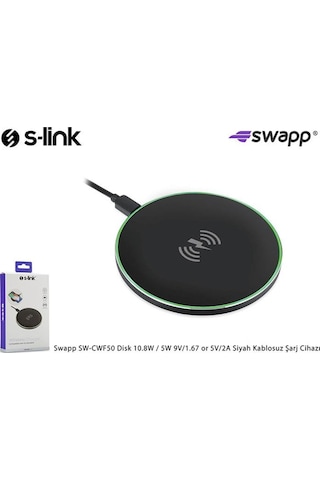 S-Link Swapp Sw-Cwf50 Disk 10.8W / 5W 9V/1.67 Or 5V/2A Siyah Kabl