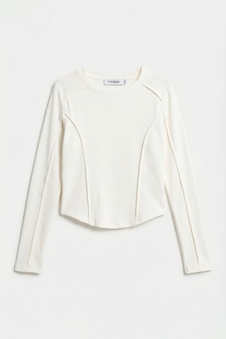 it's basic Kadın Ekru Renk W5 Organik Kumaş Crop Fit Body