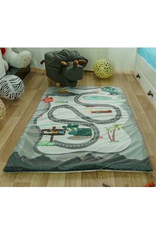 Zooturak Peluş Çocuk Matı Boynuzlu Dinazor Pantos 100cm x 150cm