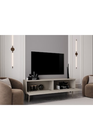 Melura Tv Ünitesi - Tv Sehpası 160 Cm %100 Mdf Lake Ahşap Ayaklı Kumtaşı