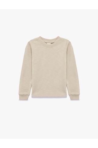 Koton Pamuklu Bisiklet Yaka Uzun Kollu Basic Sweatshirt Yeşil 6wmb10309tk