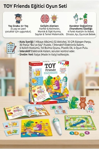 Clementon İ Toy Friends 4'ü 1 Arada Karakter Değiştiren Akıllı Kalemli Eğitici Yapboz Ve Aktivite Seti