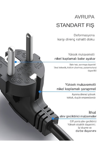 Ftr 2500w Termal Akım Korumalı 3 Lü Priz 2 Usb, 1 Type-c, Sigortalı Çoklayıcı, 2 M Kablo 0.2 M