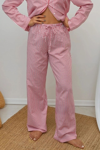 Hiccup Çizgili Pamuklu Pijama Takımı Bordo Kırmızı