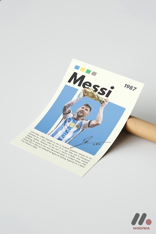 Messi Futbol Posteri, Çerçevesiz Yüksek Kalite Duvar Afişi - Spor Severlere Hediye