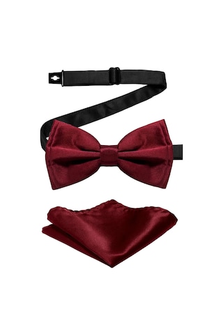 Bordo Ayarlanabilir Saten Çocuk Papyon Ve Mendil Seti Bordo