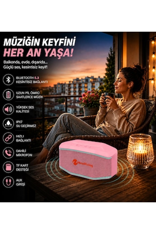 Nr196 Taşınabilir Uzun Pil Ömürlü Taşıma Saplı Tf Kart Ve Aux Destekli Ipx7 Su Geçirmez Özellikli Bluetoth Hoparlör