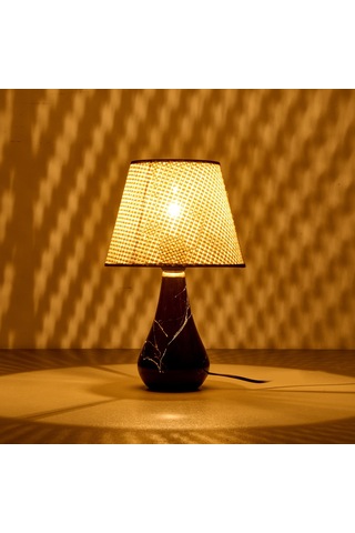 Nisaa Luce Konik Seramik Abajur - Siyah / Krem - 37x20x20 Cm Çok Renkli
