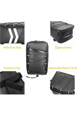 Motosiklet Su Geçirmez Pu Deri Raflı Arka Taşıma Çantası, Kapasite: 8l, Yağmur Kapaklı Siyah