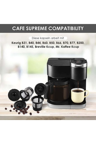 Folinda Keurig K Makinaları İçin Yeniden Kullanılabilir Kahve Filtresi, 6 Adet Paket + Kaşık, Paslanmaz Çelik Ağızlı Kapağı, 51-100ml Kapasite Siyah