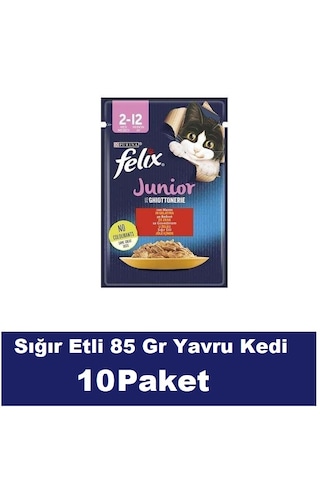 Purina Felix Sığır Etli Yavru Kedi Maması 10 x 85 G