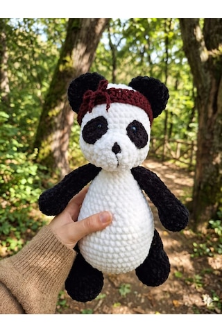 El Örgüsü Peluş Panda Beyaz - Siyah