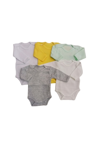 Özdemirli Bebe Uzun Kollu Çıtçıtlı Badi Bisiklet Yaka Body Zıbın (5li Paket)