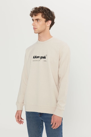 AC&Co / Altınyıldız Classics Erkek Bej 2 İplik Pamuklu Standart Fit Normal Kesim Bisiklet Yaka Sweatshirt Bej