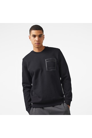 Nautica Erkek Siyah Regular Fit Sweatshirt Renk Bloklu K47021t Siyah